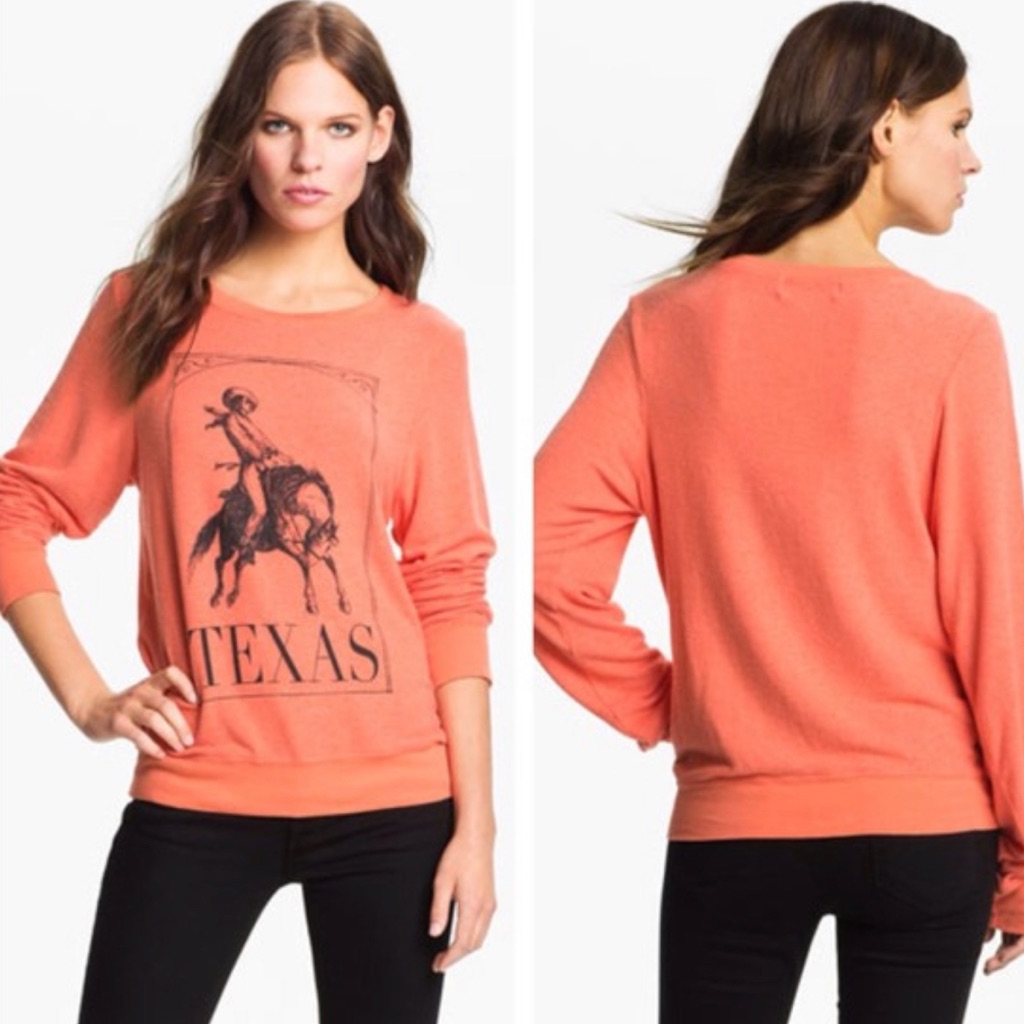 Wildfox Texas Rodeo Cowboy Baggy Beach Jumper In Coral Red Orange Size Small